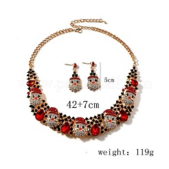 Christmas Santa Claus & Teardrop Alloy Rhinestone Pendant Necklace & Stud Dangle Earrings Sets&nbsp;FS-WG4FF2A-01
