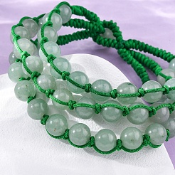 Natural Green Aventurine Round Beaded Multi-strand Bracelets for Men Women&nbsp;BJEW-G743-02D