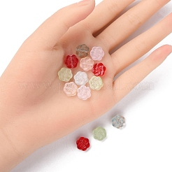 35個の透明スプレー塗装ガラスビーズ  梅の花  ミックスカラー  10x11x4mm  穴：1mm&nbsp;GLAA-YW0001-73