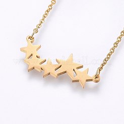 304ステンレススチールジュエリーセット  スタッドピアスとペンダントネックレス  スター  ミックスカラー  18.9インチ（48cm）  スタッドピアス：13x6x1.2mm  ピン：0.8mm&nbsp;SJEW-O090-16