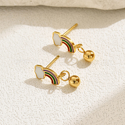 Fashionable Classic Versatile Rainbow with Round 201 Stainless Steel Stud Earrings&nbsp;NE2607