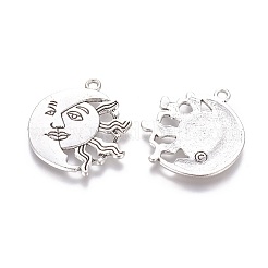 合金のチベット風チャーム  カドミウムフリー＆鉛フリー  太陽と月  アンティークシルバー  29x26x2mm  穴：2mm&nbsp;LS-TIBEP-22752-AS-RS