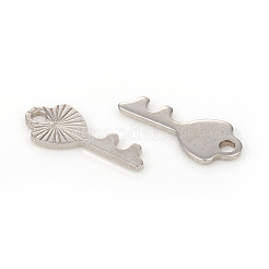 変色しにくい304ステンレススチールペンダント  レーザー切断  キー  ステンレス鋼色  13.5x6x0.8mm  穴：1.4mm&nbsp;STAS-G224-03P