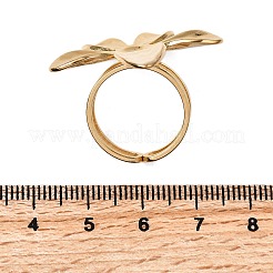 女性用304ステンレススチール指輪  花  ゴールドカラー  32x30.5mm  内径：17mm&nbsp;RJEW-S650-04G