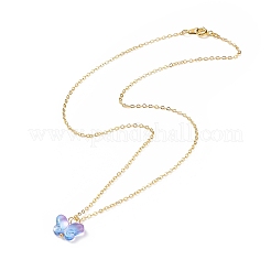 5Pcs 5 Color Glass Butterfly Pendant Necklaces Set with Brass Cable Chains for Women&nbsp;NJEW-JN04091