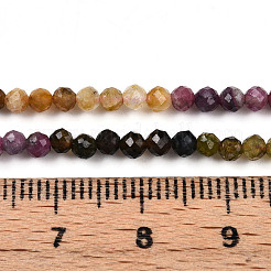 グラデーションカラーの天然マルチカラートルマリンビーズ連売り  多面カット  ラウンド  3x3mm  穴：0.6mm  約138~140個/連  15.35~15.55''（39~39.5センチメートル）&nbsp;G-T141-68A