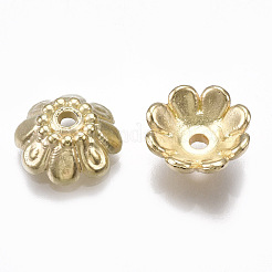 Ccbプラスチックビーズキャップ  マルチ花弁  花  ライトゴールド  10x3.5mm  穴：1.5mm&nbsp;X-CCB-T006-036KC