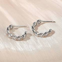 Brass Micro Pave Clear Cubic Zirconia Stud Earrings&nbsp;EJEW-G452-07P
