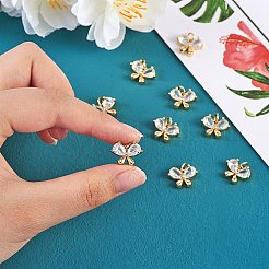 10個真鍮製マイクロパヴェクリアキュービックジルコニアチャーム  長持ちメッキ  蝶  18KGP本金メッキ  11x14x4.5mm  穴：3.4mm&nbsp;KK-SZ0005-02