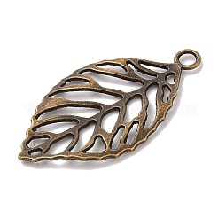 Tibetan Style Alloy Filigree Leaf Pendants&nbsp;X-TIBEP-Q040-023AB-NR