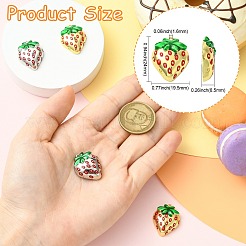 4本2色真鍮エナメルペンダント  ストロベリーチャーム  ミックスカラー  24x19.5x6.5mm  穴：1.6mm  2個/カラー&nbsp;KK-CJ0003-25