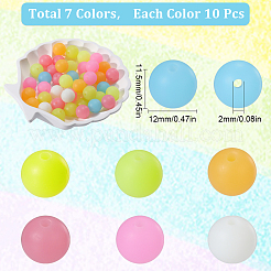 70pcs 7 colors Luminous Silicone Beads&nbsp;SIL-SC0001-62
