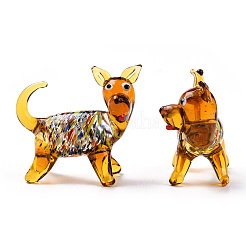 手作りランプワーク家の装飾  ギフト用の3D犬の装飾品.  チョコレート  50~54x27~28x43~47mm&nbsp;LAMP-T011-45