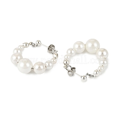 Shell Pearl Beaded Dangle Stud Earrings&nbsp;EJEW-JE06362-02