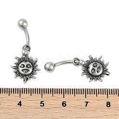 Sun 316 Surgical Stainless Steel Dangle Belly Button Rings&nbsp;EJEW-G416-08AS