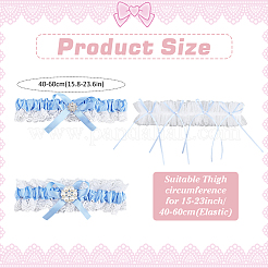 2Pcs Polyester Bride Bowknot Garter Leg Ring for Women&nbsp;AJEW-ME0003-25