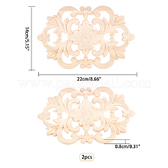 ゴム木彫アンレーアップリケクラフト  未塗装アンレー家具家の装飾  花  バリーウッド  22x14x0.8cm&nbsp;AJEW-OC0001-47