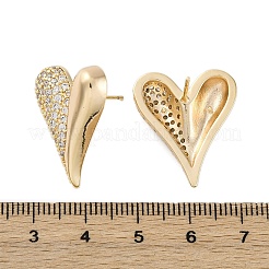Brass Clear Cubic Zirconia Stud Earrings&nbsp;EJEW-Q014-37G