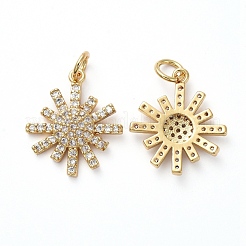 Brass Micro Pave Clear Cubic Zirconia Pendants&nbsp;KK-I658-34G