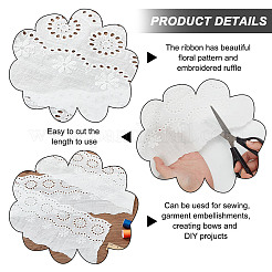 7.5ヤードのコットンレース刺繍フラワーリボン  衣料品用  ゴーストホワイト  6-1/8インチ（155mm）&nbsp;OCOR-DC0001-13