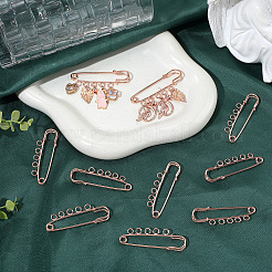 30 個の鉄のブローチパーツ  ラペルピン作り用の5穴キルトピン  ローズゴールド  49x16.5x4.5mm  穴：3.5mm&nbsp;FIND-SC0020-15RG