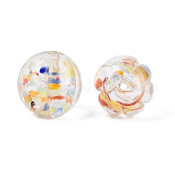 内側の花の手作りランプワークビーズ  ラウンド  カラフル  10.5~12mm  穴：1.2mm&nbsp;LAMP-N043-02A-01
