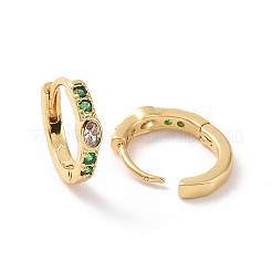 Green Cubic Zirconia Oval Hoop Earrings&nbsp;EJEW-P206-09G