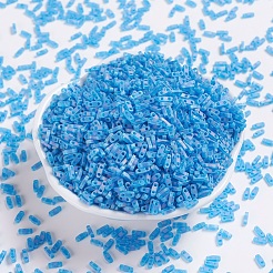 MIYUKIクォーターティラビーズ  日本製シードビーズ  2穴  （qtl149fr）マット透明カプリブルーab  5x1.2x1.9mm  穴：0.8mm  約480PCS /ボトル  10 G /ボトル&nbsp;SEED-JP0008-QTL149FR