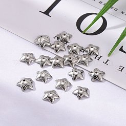 変色しにくい5枚の花びらの花、滑らかな表面、304ステンレススチールビーズキャップ  ステンレス鋼色  7x7x2mm  穴：1mm&nbsp;STAS-R065-53