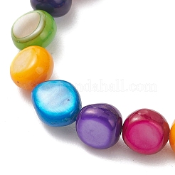 Dyed Natural Shell Beads Stretch Bracelets for Women&nbsp;BJEW-JB13582