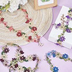 4ヤード 4色 ポリエステル刺繍レーストリム  花柄レーストリミング  布ドレス縫製アクセサリー  ミックスカラー  1-3/8インチ（36mm）  1ヤード/カラー&nbsp;OCOR-NB0002-35