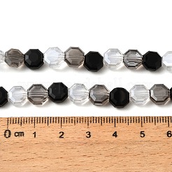 電気メッキガラスビーズ連売り  八角形  多面カット  ブラック  7.5x8x4mm  穴：1.3mm  約56個/連  16.57''（42.1センチメートル）&nbsp;EGLA-A048-01A-06