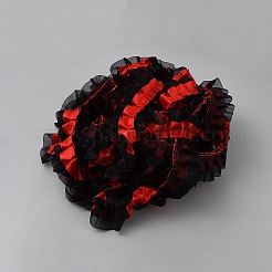 縫製装飾用の二重ポリエステルレーストリム  レッド  1-5/8インチ（41mm）&nbsp;OCOR-WH0082-401A