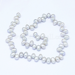天然養殖淡水パールビーズ連売り  ポテト  ライトスチールブルー  7~10x6~7mm  穴：0.8mm  約65個/連  13.7インチ（35cm）&nbsp;PEAR-G004-01A-01-X