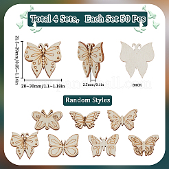 4 Sets Unfinished Wood Cutouts Ornaments&nbsp;WOOD-SC0001-91E