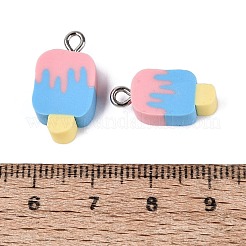 手作り樹脂粘土ペンダント  アイスクリームのチャーム  鉄ループ付き  フラミンゴ  18~19.5x8.5~10.5x5mm  穴：1.8~2mm&nbsp;CLAY-Q253-07P-07