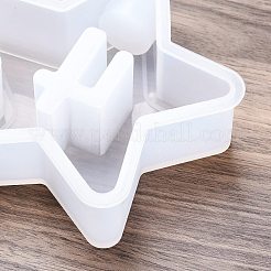 DIYキャンドル作り  シリコーン鋳造金型  UVレジン用  エポキシ樹脂工芸品作り  数4  ホワイト  スター  109x112x30mm&nbsp;AJEW-U022-01A-04