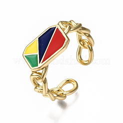 Brass Enamel Cuff Rings&nbsp;RJEW-N035-005-NF