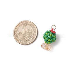 3Pcs 3 Colors Glass Seed Beaded Cactus Pendants&nbsp;PALLOY-MZ00860