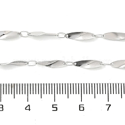 変色しにくい304ステンレススチールツイストオーバルリンクチェーン  ハンダ付け  スプールで  ステンレス鋼色  12x3x0.4mm  4x2.6x0.4mm&nbsp;CHS-K017-02P