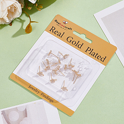 18Pcs 3 Styles Brass Pave Clear Cubic Zirconia Stud Earring Findings&nbsp;KK-BBC0023-14