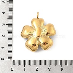 304ステンレススチールエナメルペンダント  腹筋イミテーションパールビーズ付き  花のチャーム  18KGP本金メッキ  PVD真空メッキ  ライトブルー  32.5x29.5x10mm  穴：3mm&nbsp;STAS-P380-79G-03