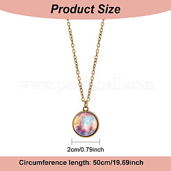 4Pcs 4 Style Luminous Glass Round Planet Pendant Necklaces Set&nbsp;NJEW-FI0001-02