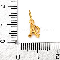 丸カン付きスターリングシルバーレターチャーム925個  ゴールドカラー  文字a  10.5x6x2mm  穴：5mm&nbsp;STER-R008-01G-A