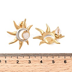 304ステンレススチールスタッドピアス  太陽  イオンプレーティング（ip）  カドミウムフリー＆ニッケルフリー＆鉛フリー  ゴールデン·ステンレス鋼色  27.5x21mm&nbsp;EJEW-B151-01