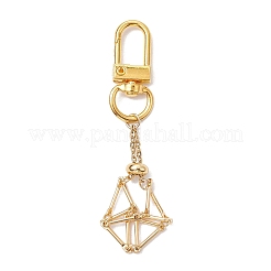 Brass Macrame Chain Pouch Round Shell Pearl Holder Pendant Decorations&nbsp;HJEW-JM02048-01
