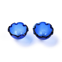 風鈴作り用のガラスビーズコーン  マルチ花弁  花  ミディアムブルー  21~24.5x13mm  穴：2mm&nbsp;GLAA-D002-02F