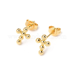真鍮クロススタッドピアス  カドミウムフリー＆鉛フリー  ゴールドカラー  9.5x7mm&nbsp;EJEW-A135-18G