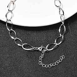 304ステンレススチール製ティアドロップリンクチェーンネックレス（女性・男性用）  ステンレス鋼色  17.44インチ（44.3cm）&nbsp;NJEW-A058-02P