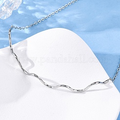 304ステンレススチール製ウェーブシェイプリンクチェーンネックレス（女性用）  ステンレス鋼色  12.60インチ（32cm）&nbsp;NJEW-S439-08P